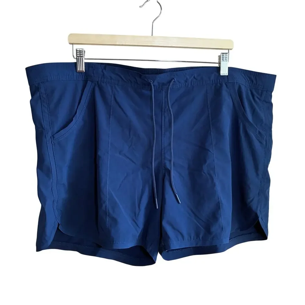 Lands' End blue swim shorts women's 16 drawstring waist pockets inner lining